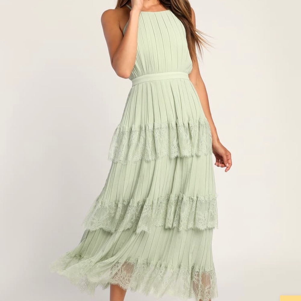 Lulus Sage Green Midi Dress